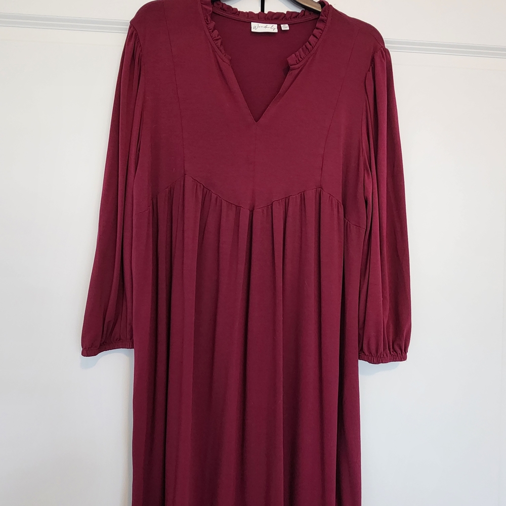 Wonderly Long Sleeve Dress in Rich Burgundy